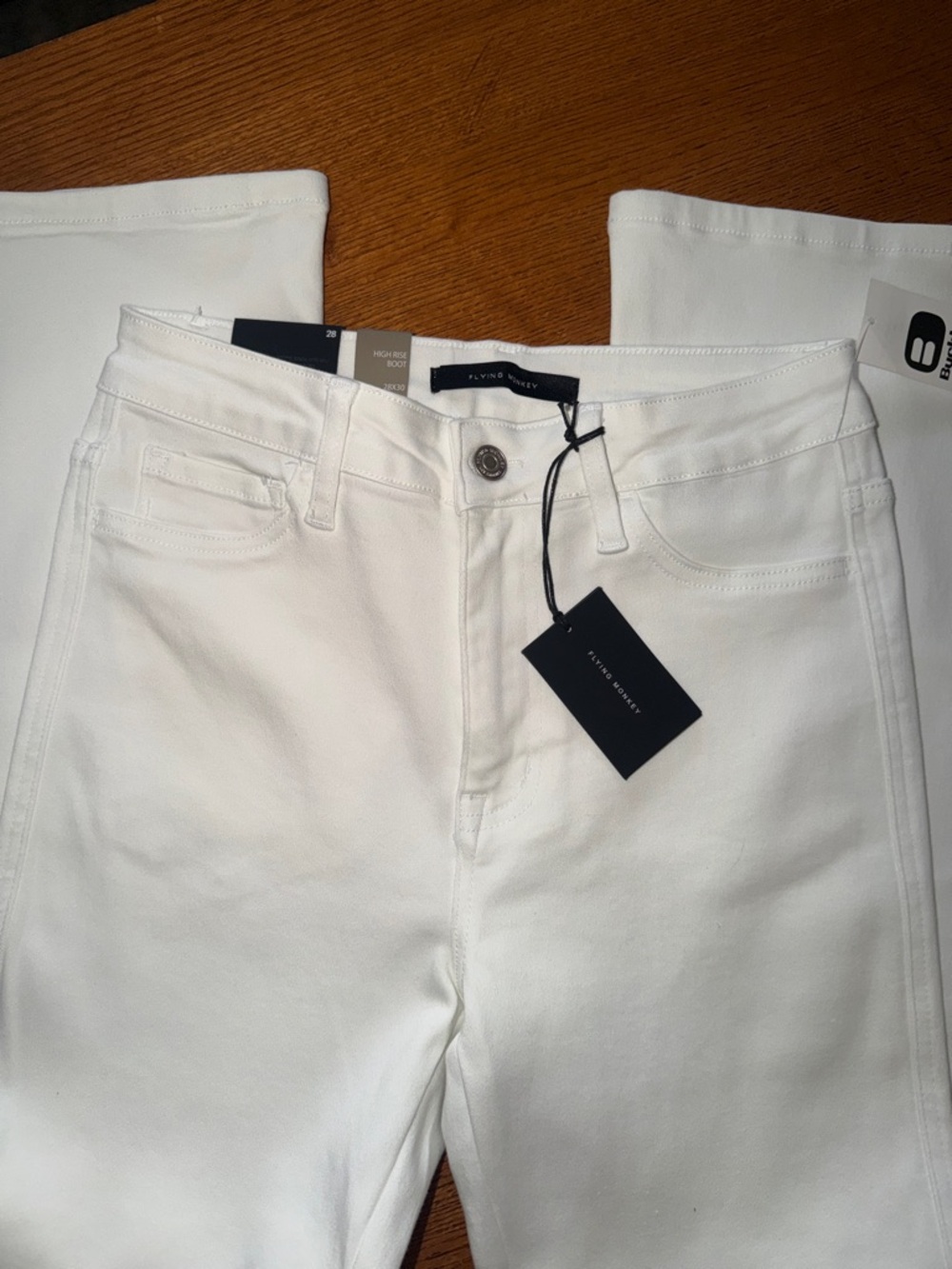 Flying Monkey Bright White  Flare Jeans - Picture 5 of 6